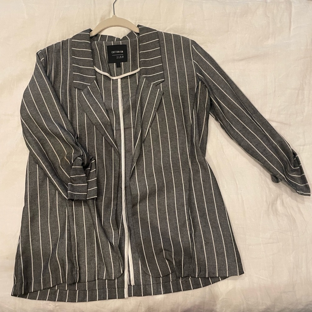 Cotton On Linen Pinstriped Blazer